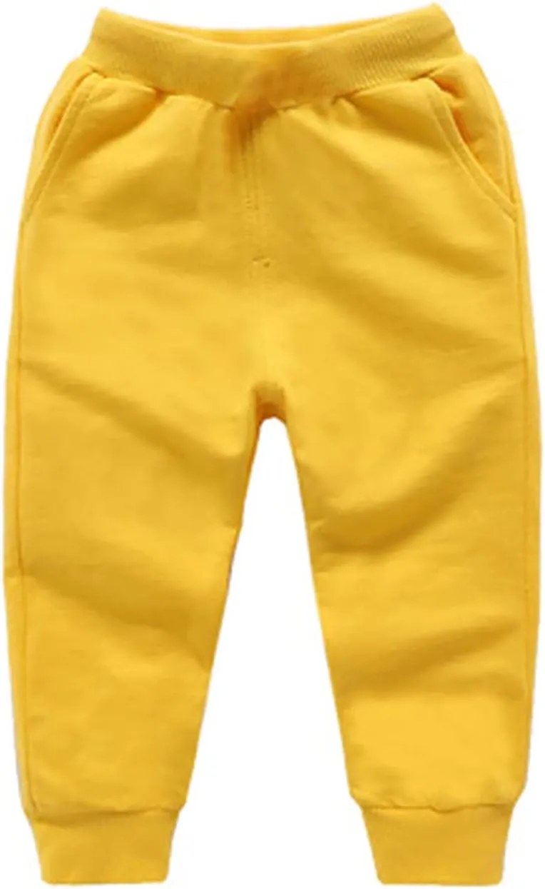 Toddler Girls Boy's Sweatpants Baby Cotton Pull on Jogger Pants Kids Solid Elastic Waist Loose Athletic Trousers