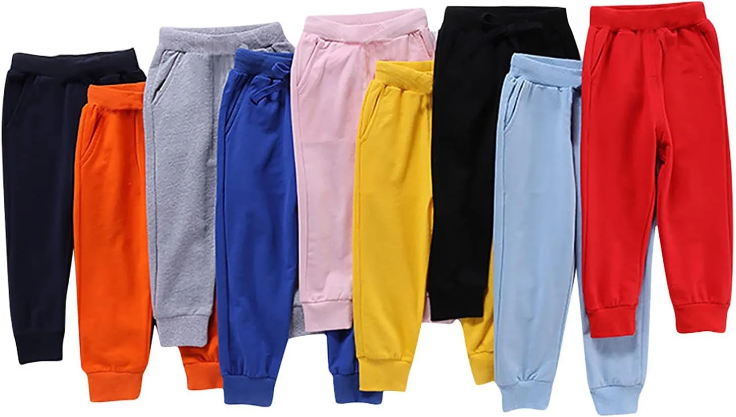 Toddler Girls Boy's Sweatpants Baby Cotton Pull on Jogger Pants Kids Solid Elastic Waist Loose Athletic Trousers
