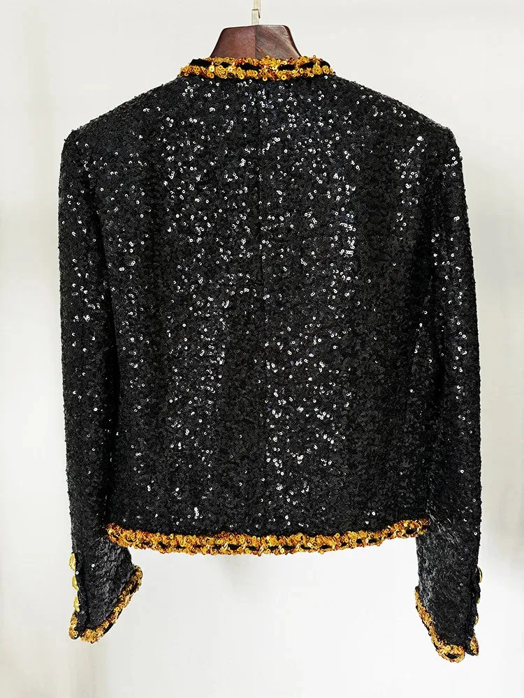Trend4us Women's Shiny Sequin Blazer