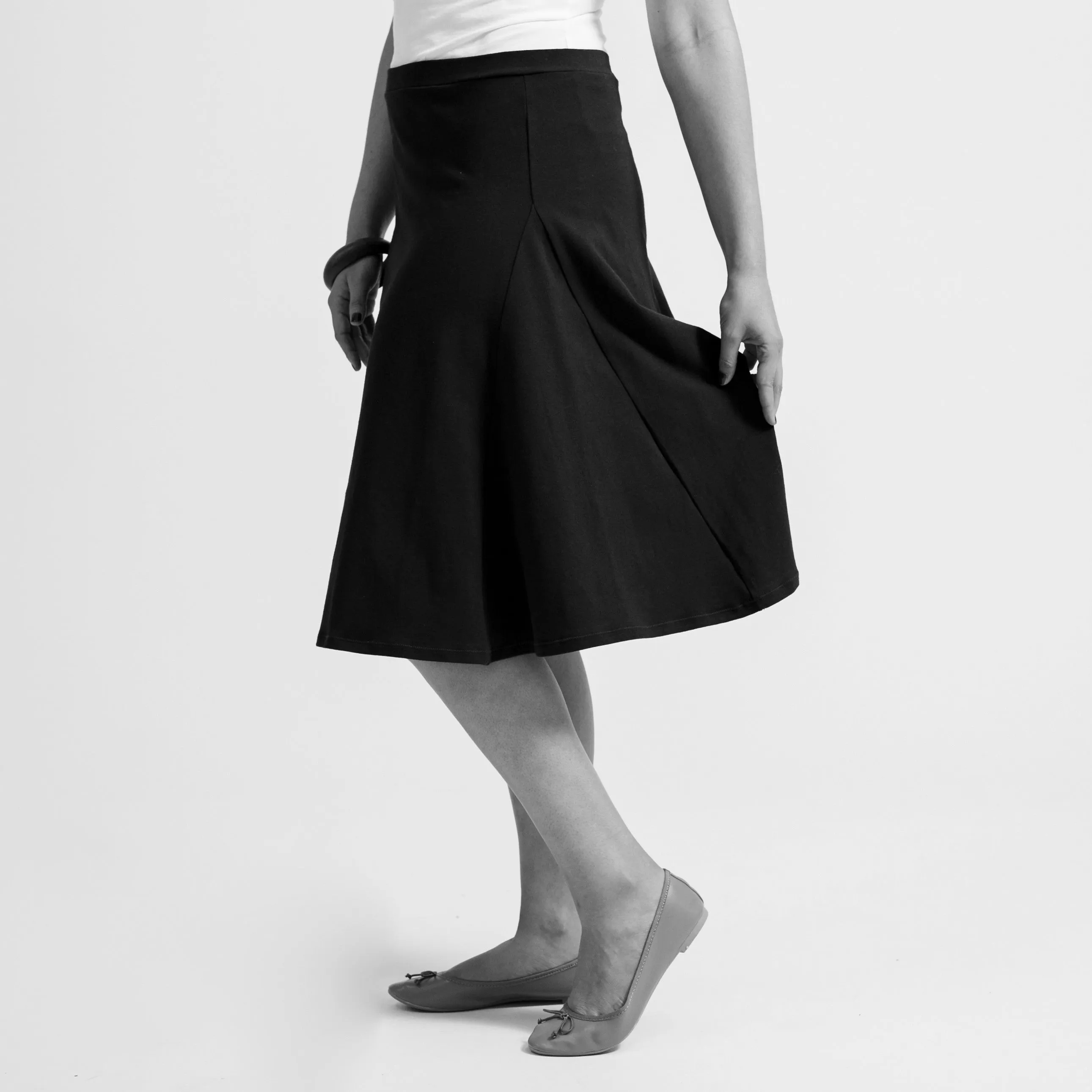 Triangle Swing Midi Skirt - Black