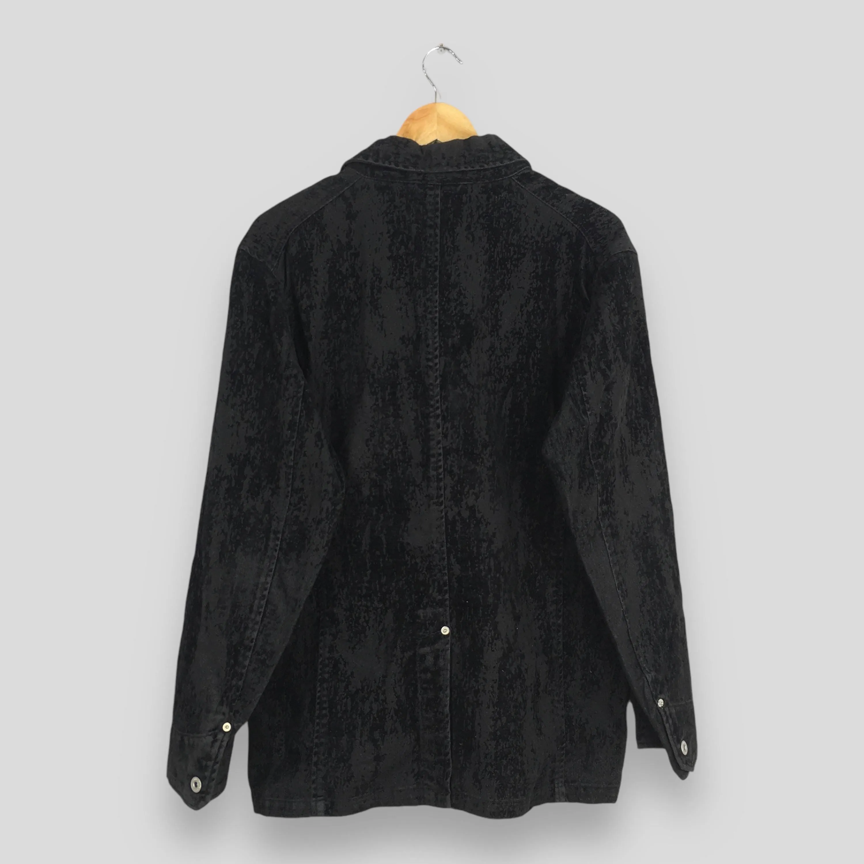 Workwear Pattern Denim Jacket Large