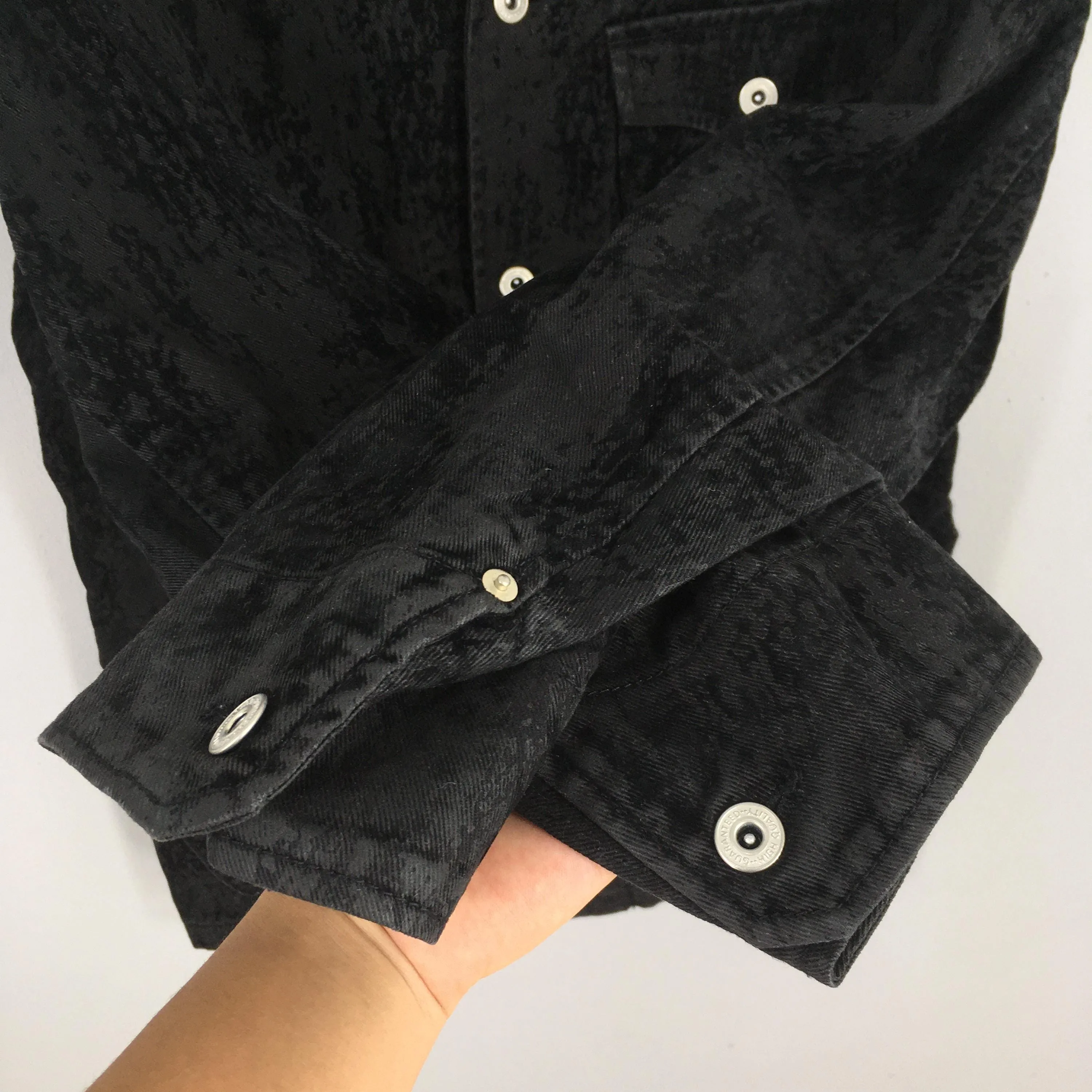 Workwear Pattern Denim Jacket Large
