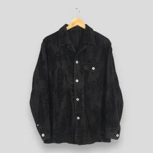Workwear Pattern Denim Jacket Large