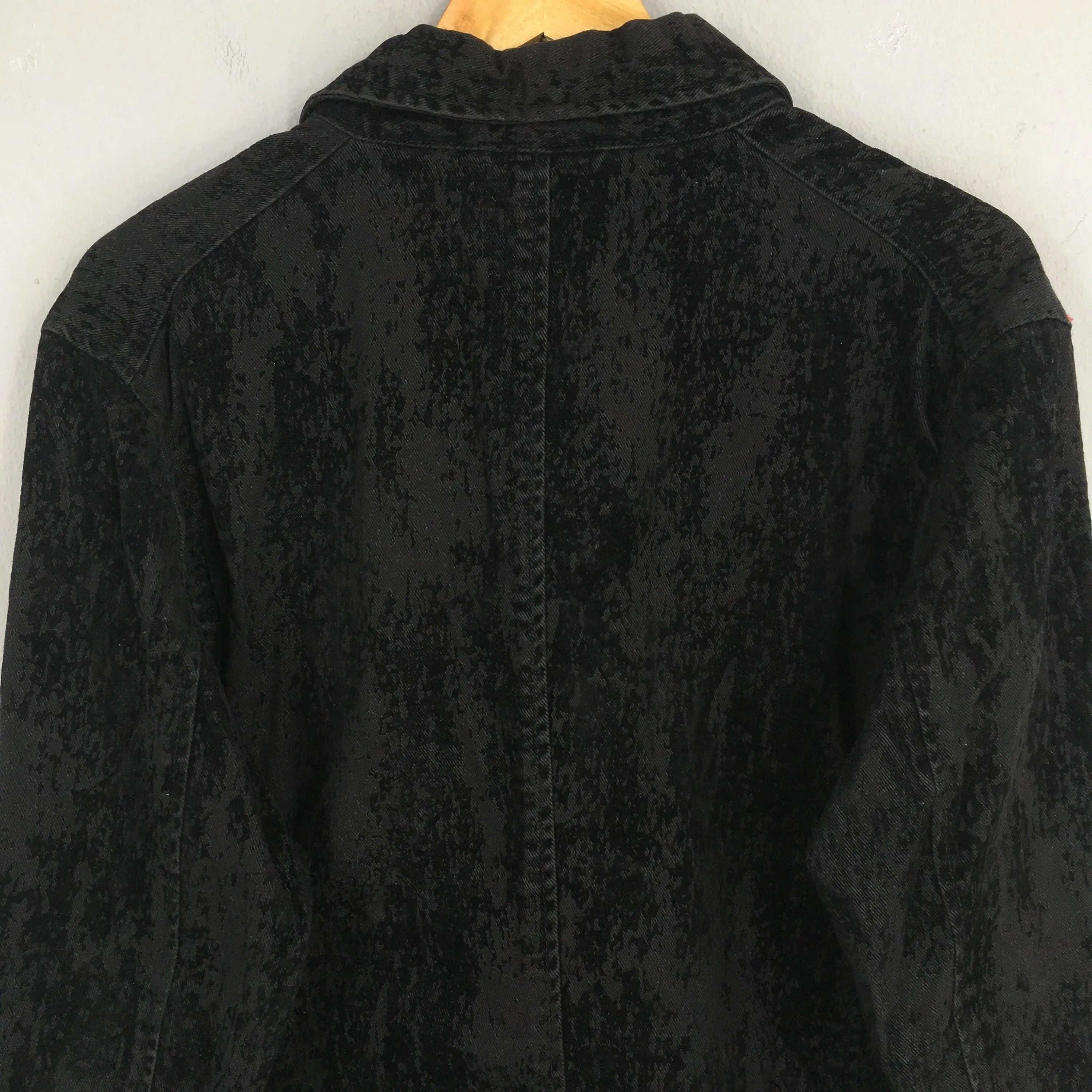 Workwear Pattern Denim Jacket Large