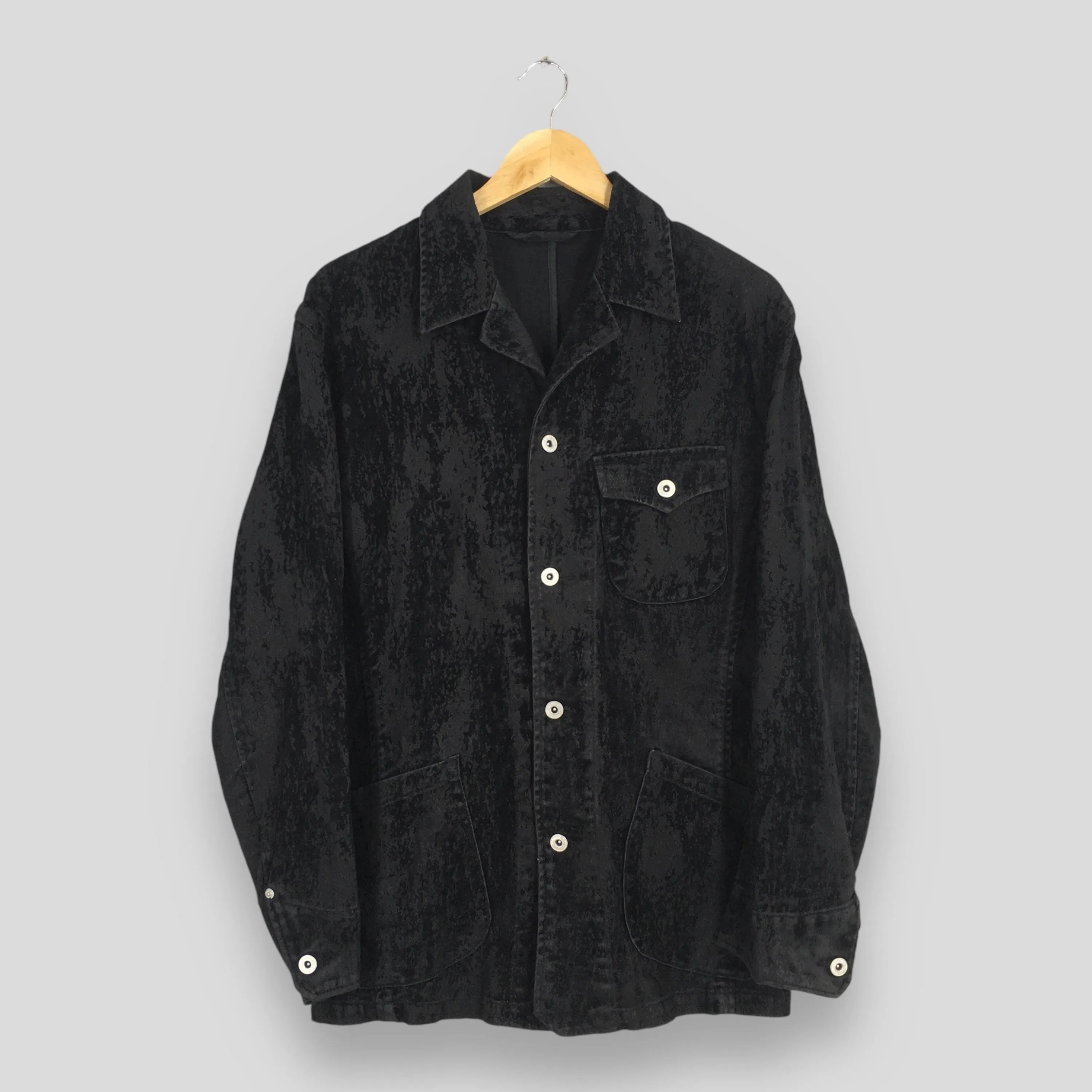 Workwear Pattern Denim Jacket Large