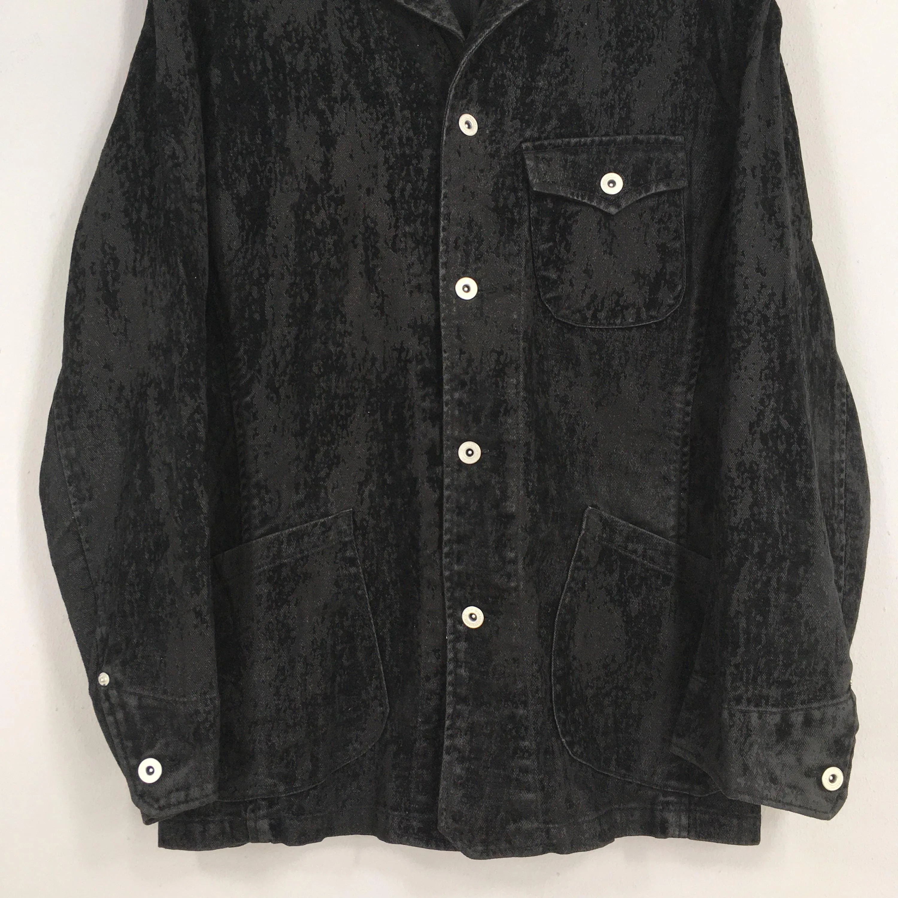 Workwear Pattern Denim Jacket Large